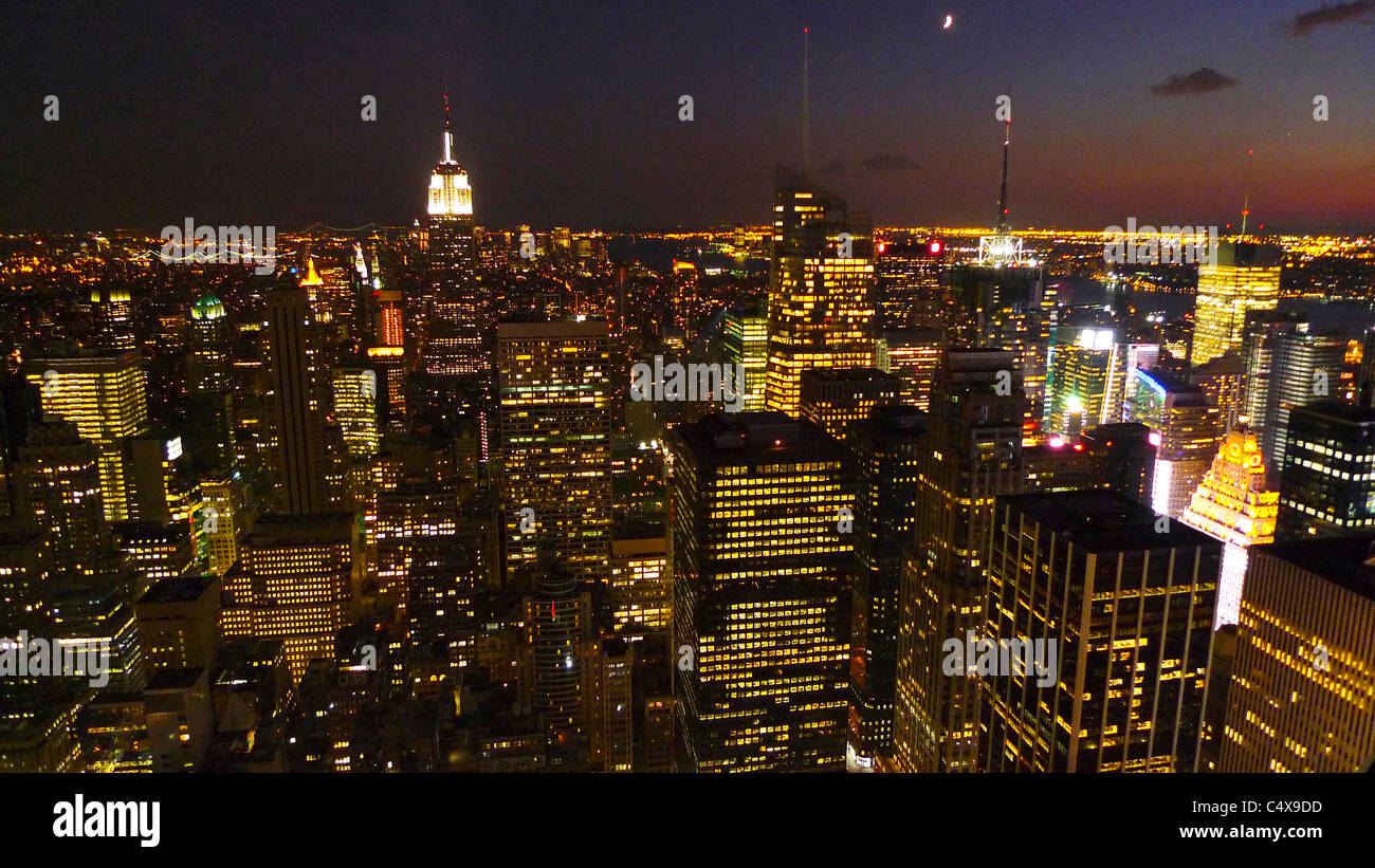 Les villes américaines, New York City at Night, USA. Banque D'Images