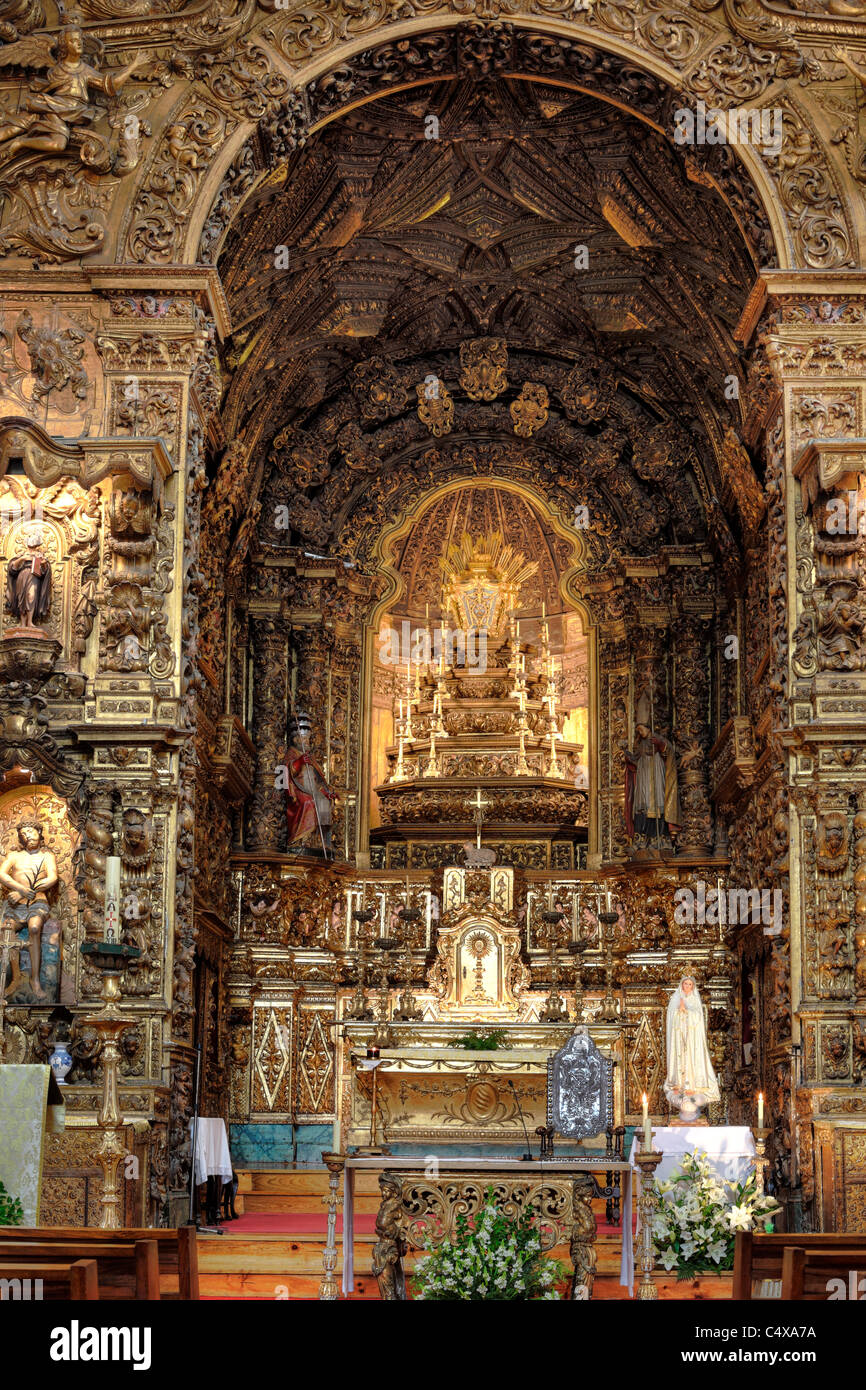 Intérieur de l'église de São Pedro de Miragaia, Porto, Portugal Banque D'Images