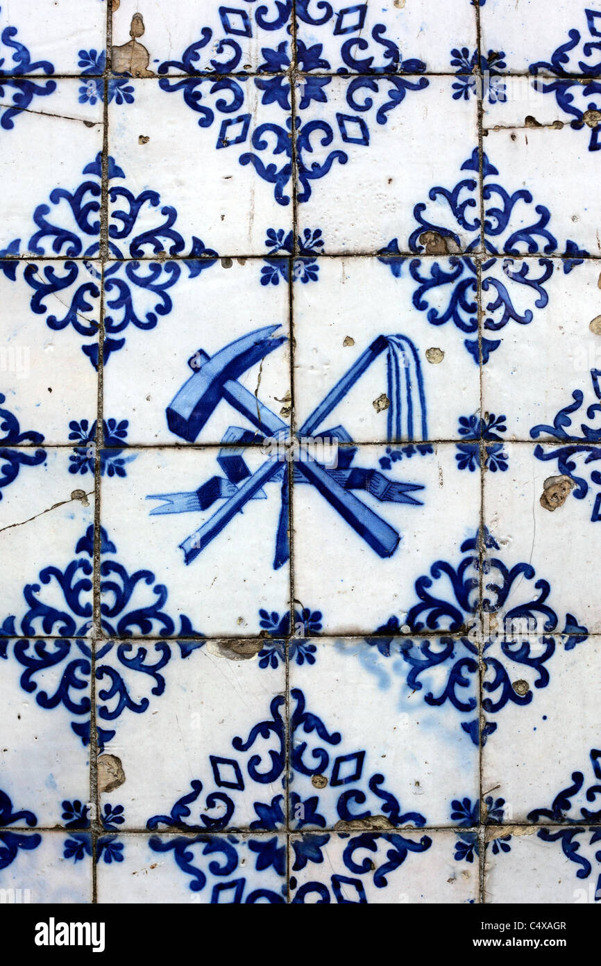 Azulejo, église baroque de Santos Passos (Igreja dos Santos Passos, Église de Saint Gualter), Guimaraes, Portugal Banque D'Images