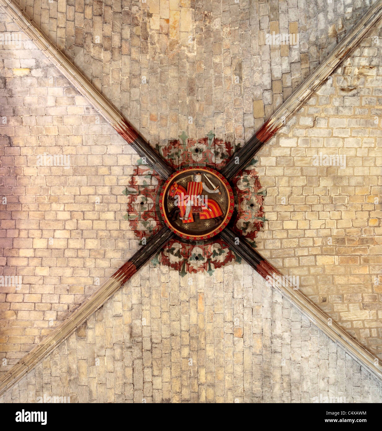 Intérieur de l'église Santa Maria del Mar, Barcelone, Catalogne, Espagne Banque D'Images