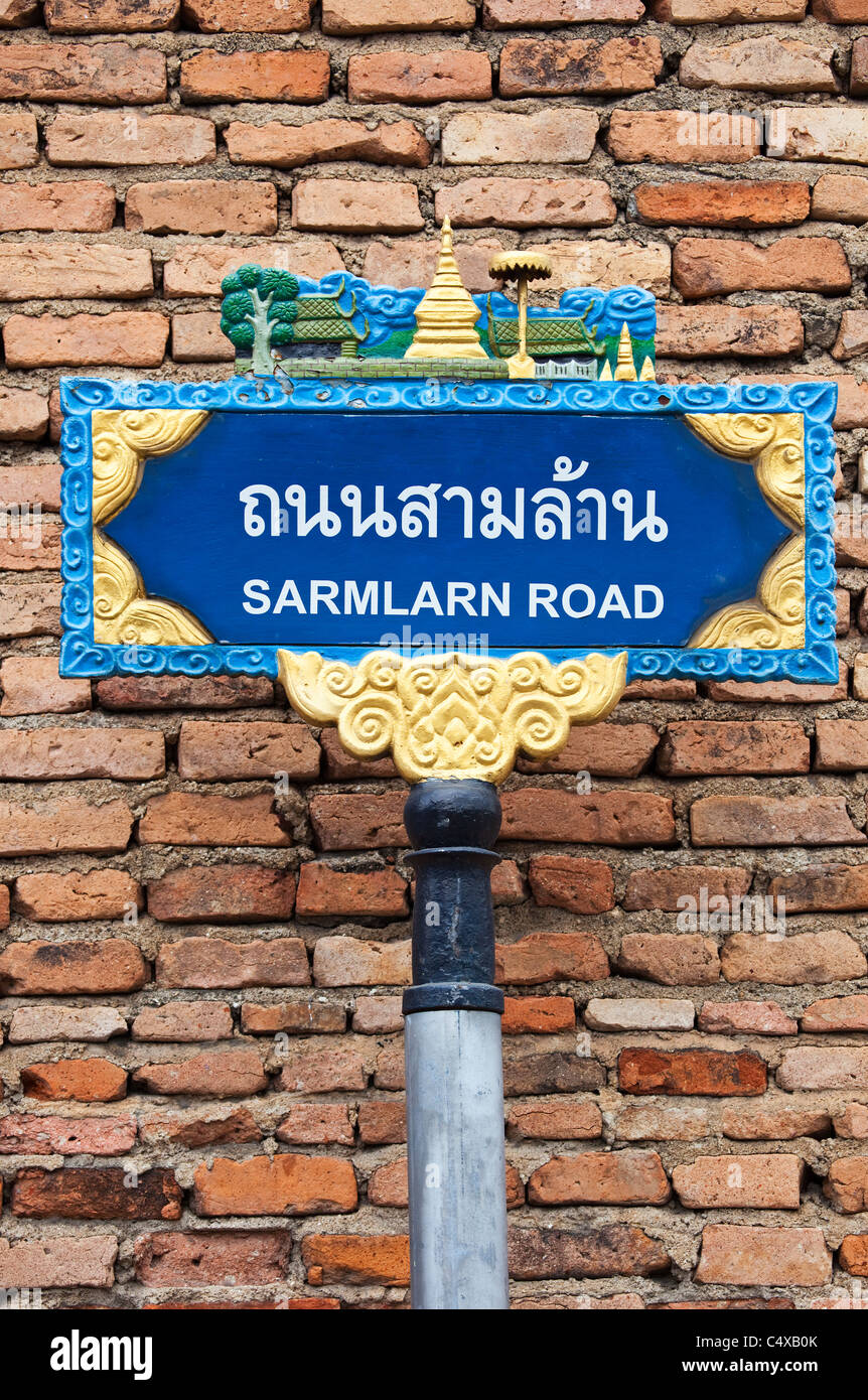 Plaque de rue à Chiang Mai, Thaïlande Banque D'Images Plaque de rue à Chiang Mai, Thaïlande Banque D'Images