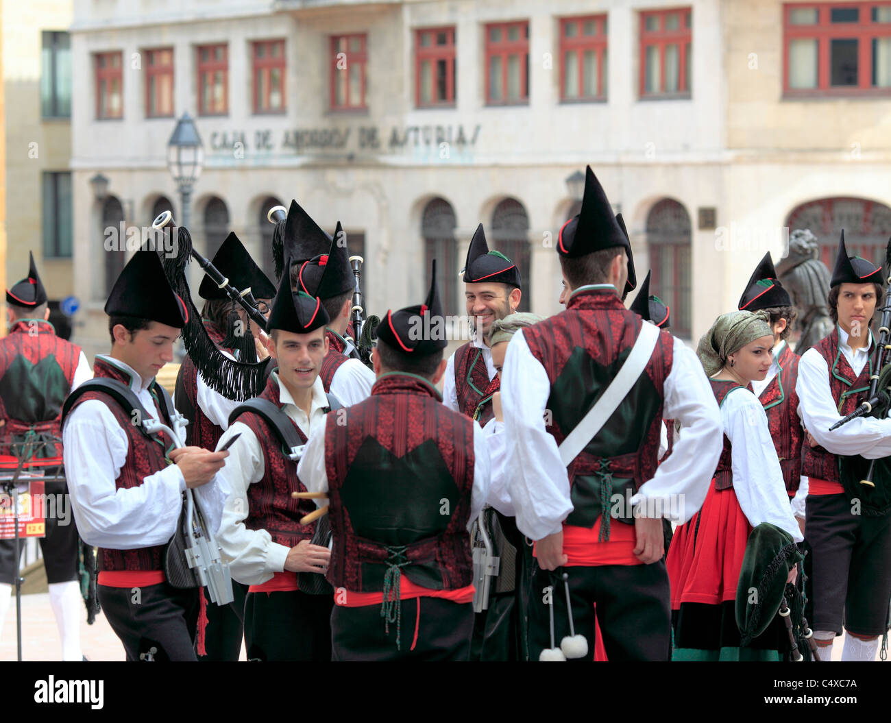 La Cornemuse traditionnelle des Asturies, Oviedo, Asturias, Espagne Banque D'Images
