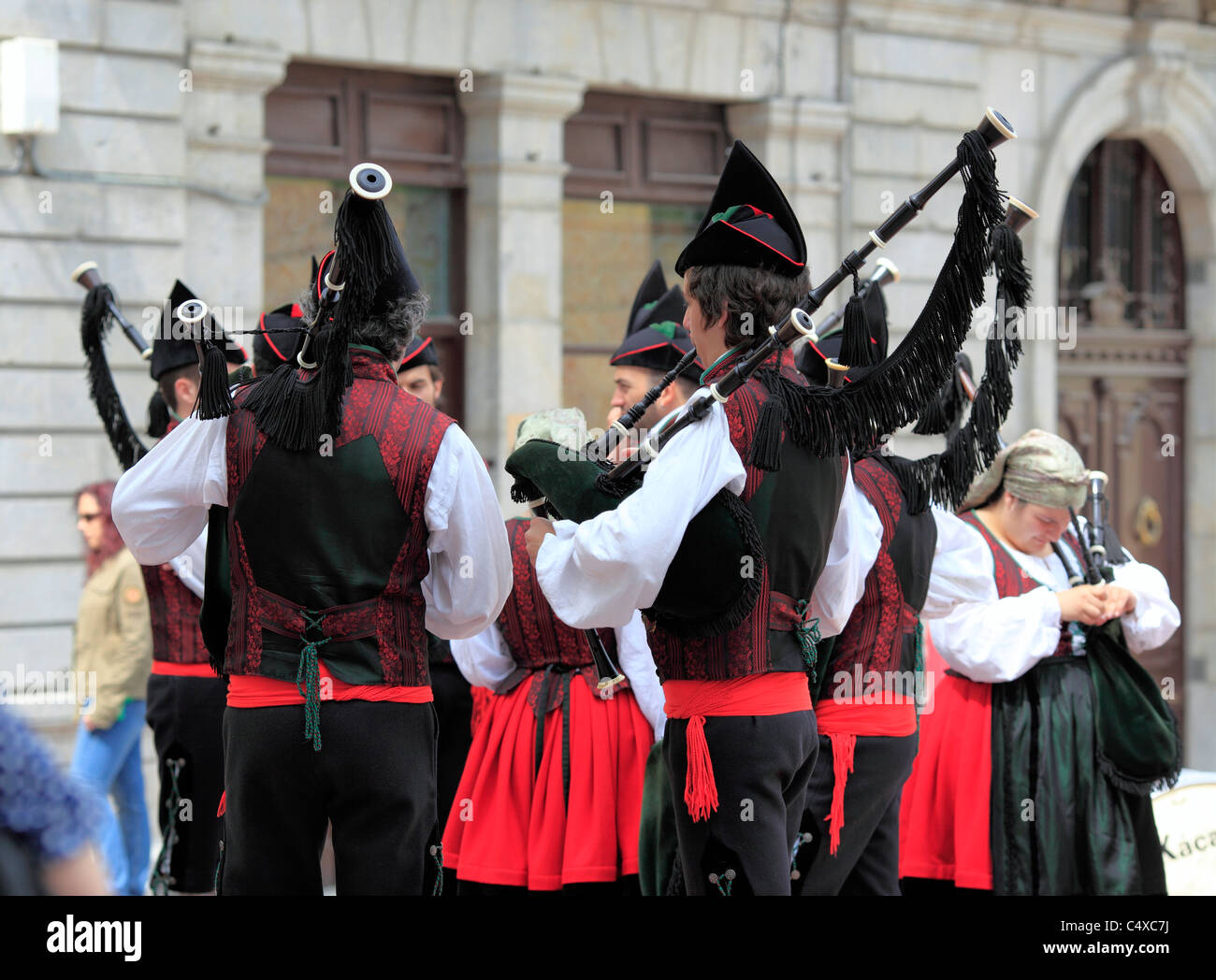 La Cornemuse traditionnelle des Asturies, Oviedo, Asturias, Espagne Banque D'Images