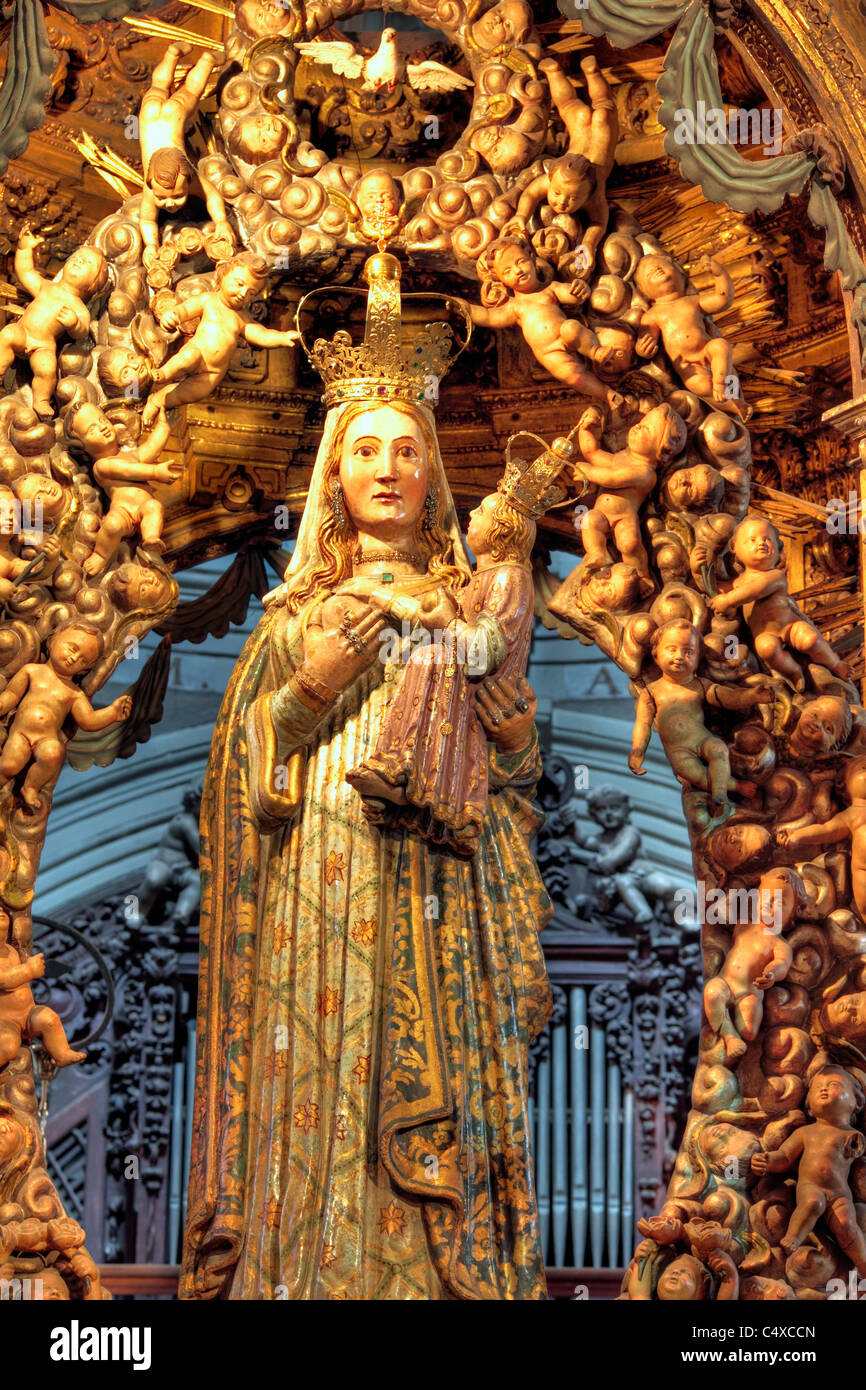 La sculpture baroque à Capela da Nosa Seсora Ollos dos Grandes, Lugo, Galice, Espagne Banque D'Images