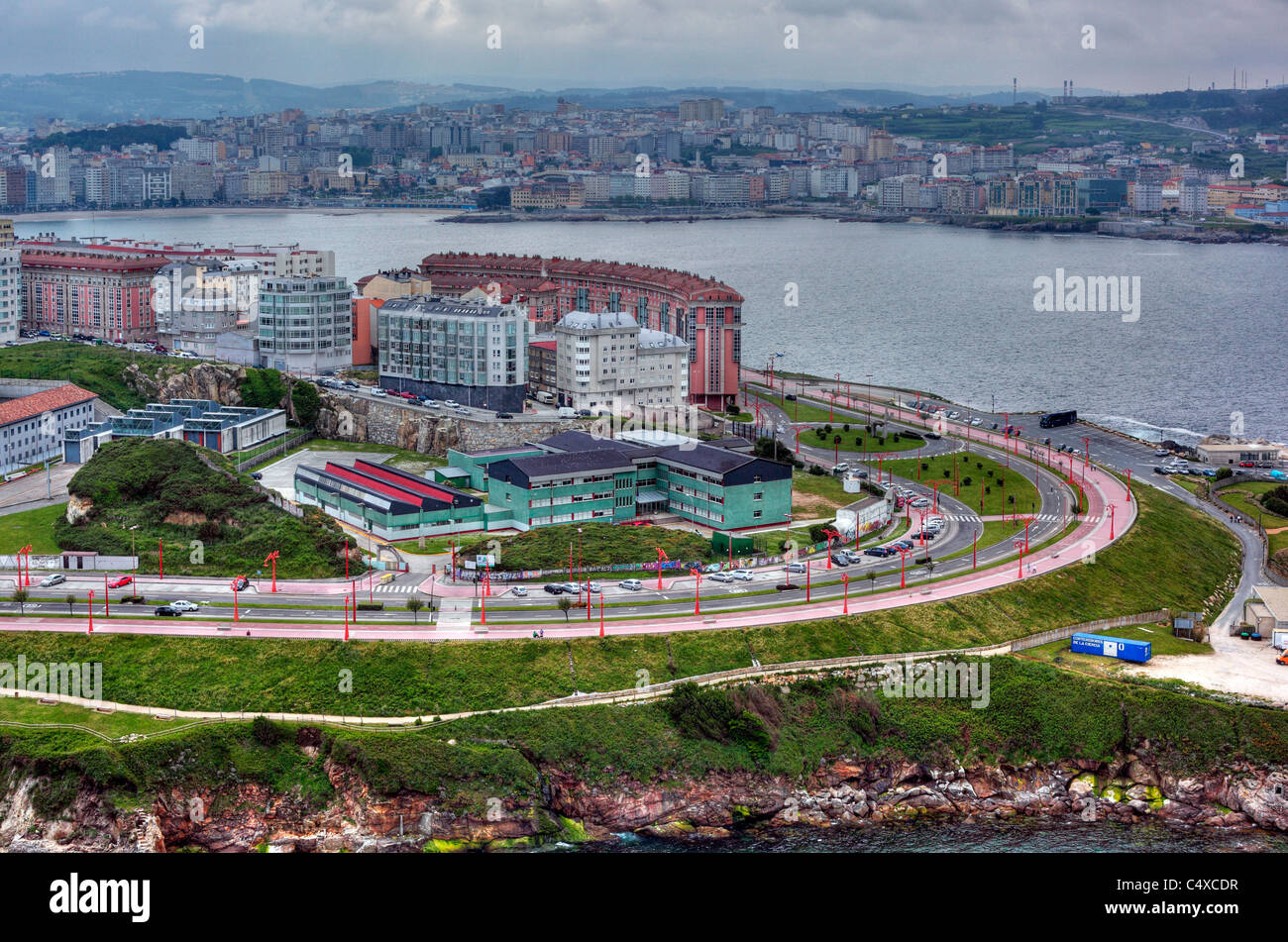 Vue de la ville de la tour d'Hercule, La Corogne, Galice, Espagne Banque D'Images