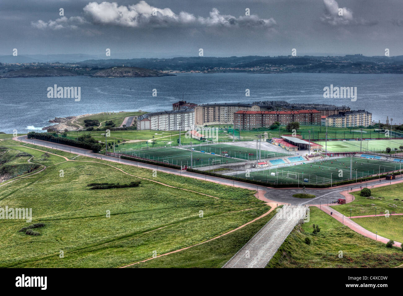 Vue de la ville de la tour d'Hercule, La Corogne, Galice, Espagne Banque D'Images