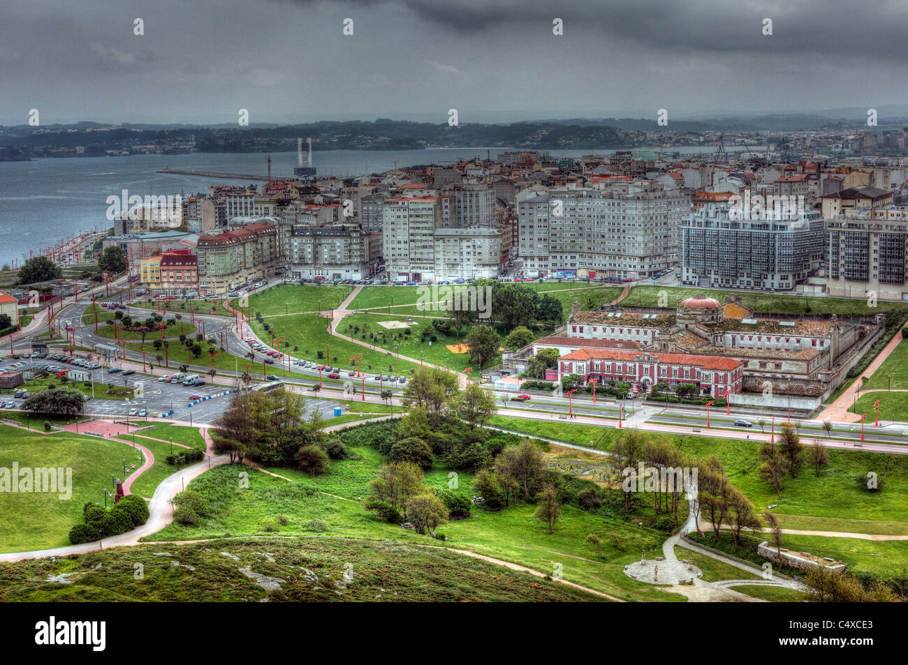 Vue de la ville de la tour d'Hercule, La Corogne, Galice, Espagne Banque D'Images