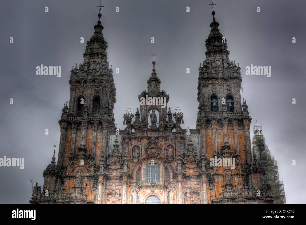 Façade occidentale de la Cathédrale, Saint Jacques de Compostelle, Galice, Espagne Banque D'Images