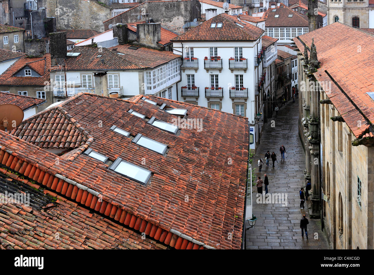 Vue de la ville, Santiago de Compostelle, Galice, Espagne Banque D'Images
