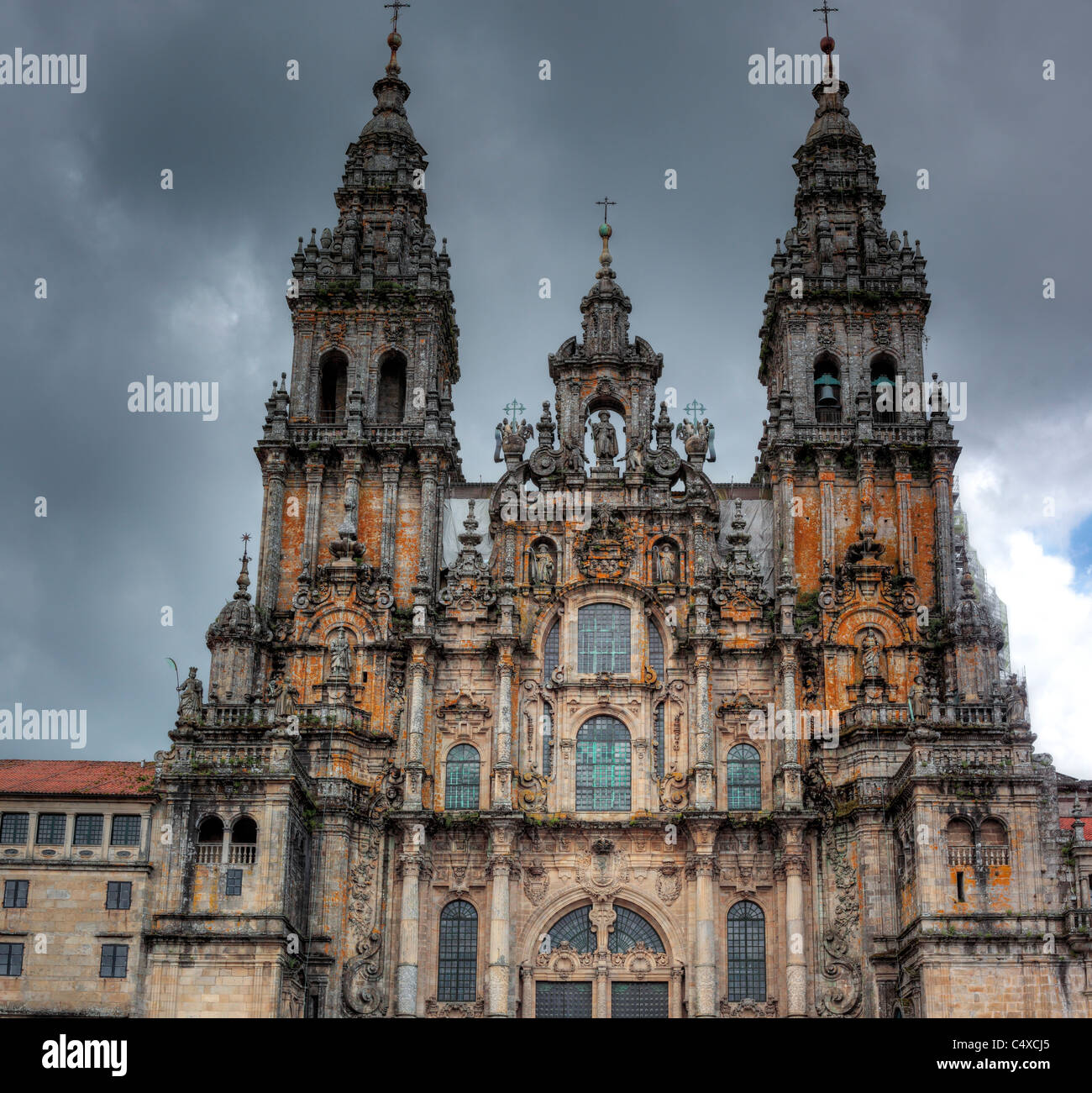 Façade occidentale de la Cathédrale, Saint Jacques de Compostelle, Galice, Espagne Banque D'Images