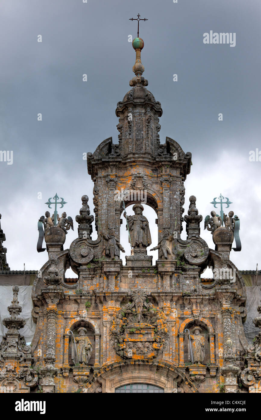 Façade occidentale de la Cathédrale, Saint Jacques de Compostelle, Galice, Espagne Banque D'Images