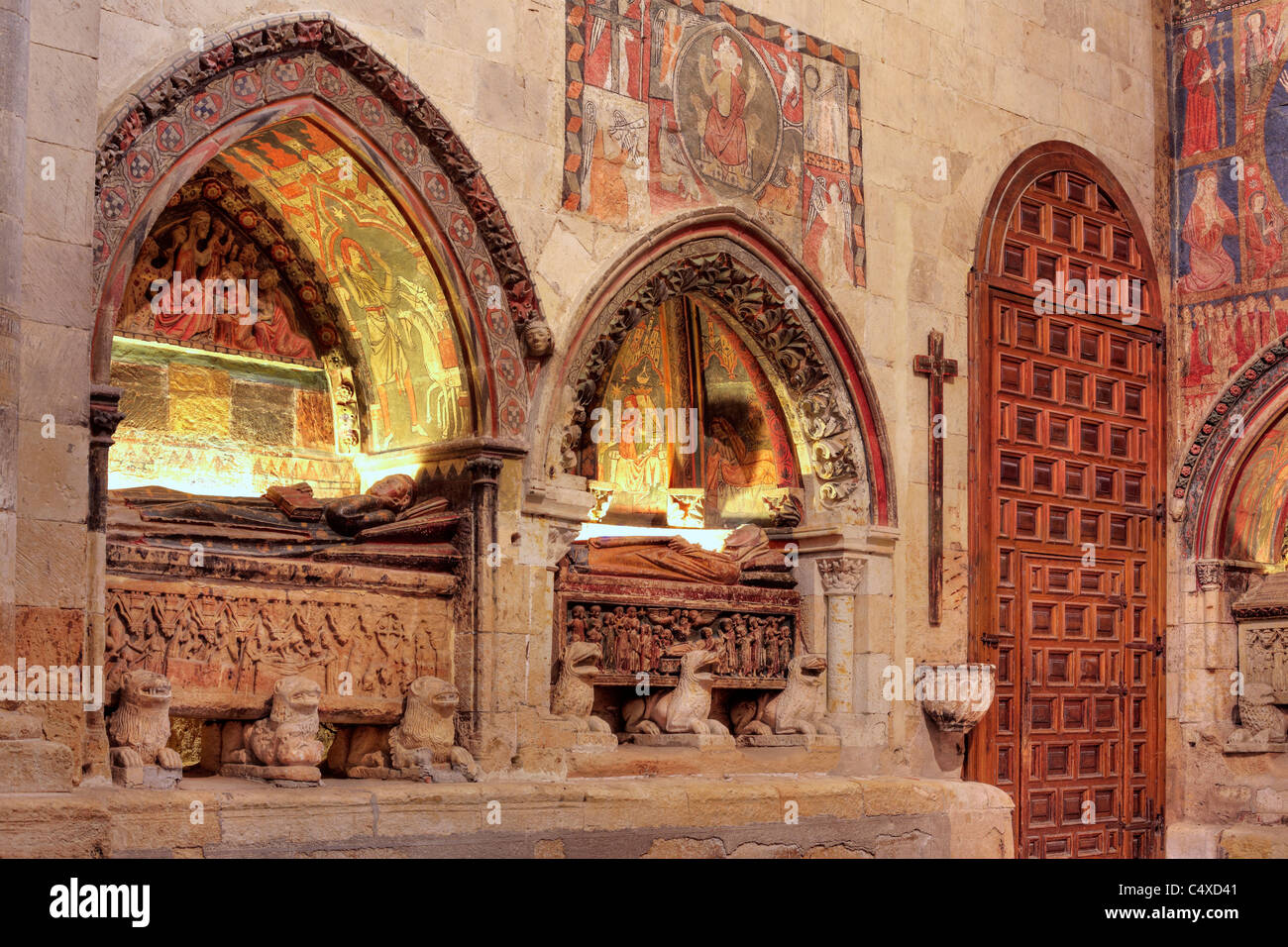 Tombe de la médiévale transept sud de l'ancienne cathédrale (Catedral Vieja de Santa Maria), Salamanque, Castille et Leon, Espagne Banque D'Images