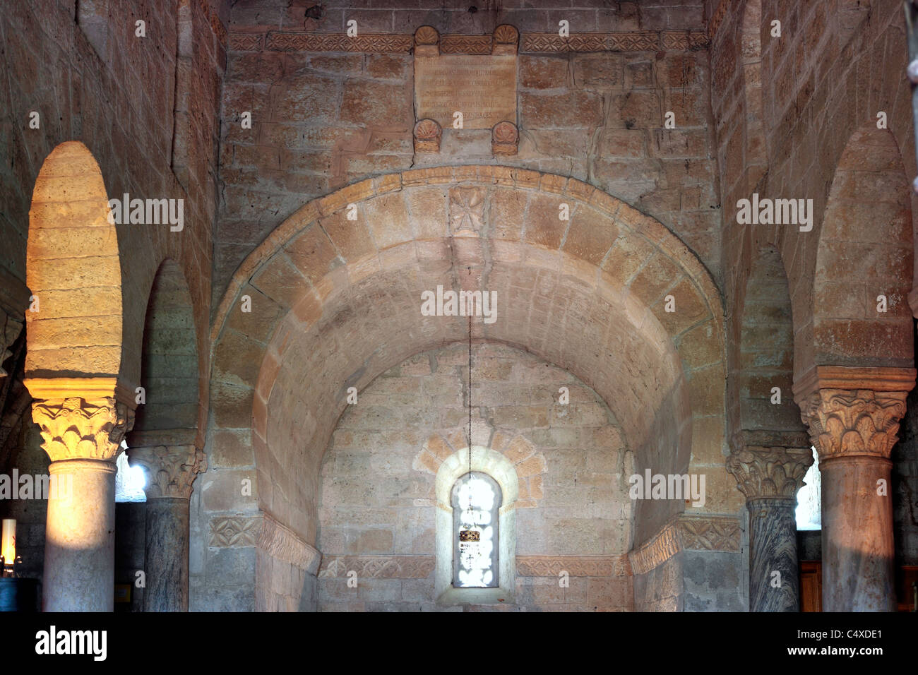 L'église wisigothique de San Juan Bautista (7e siècle), Baños de Cerrato, Valladolid, Castille et Leon, Espagne Banque D'Images