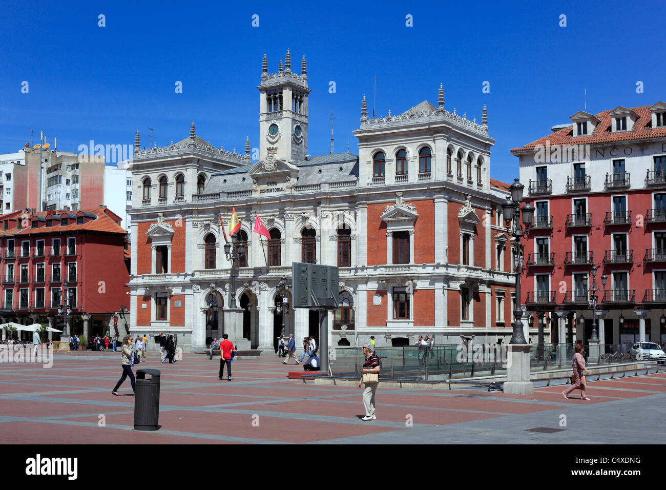 La Plaza Mayor et l'hôtel de ville, Valladolid, Castille et Leon, Espagne Banque D'Images
