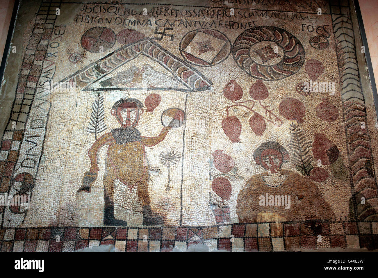 Mosaïque romaine en musée, Zaragoza, Aragon, Espagne Banque D'Images