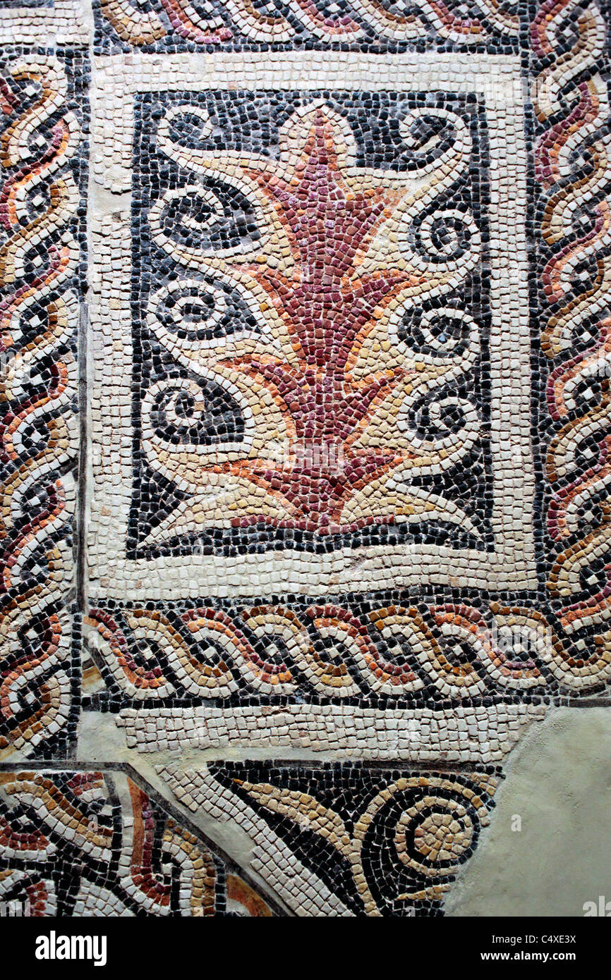 Mosaïque romaine en musée, Zaragoza, Aragon, Espagne Banque D'Images