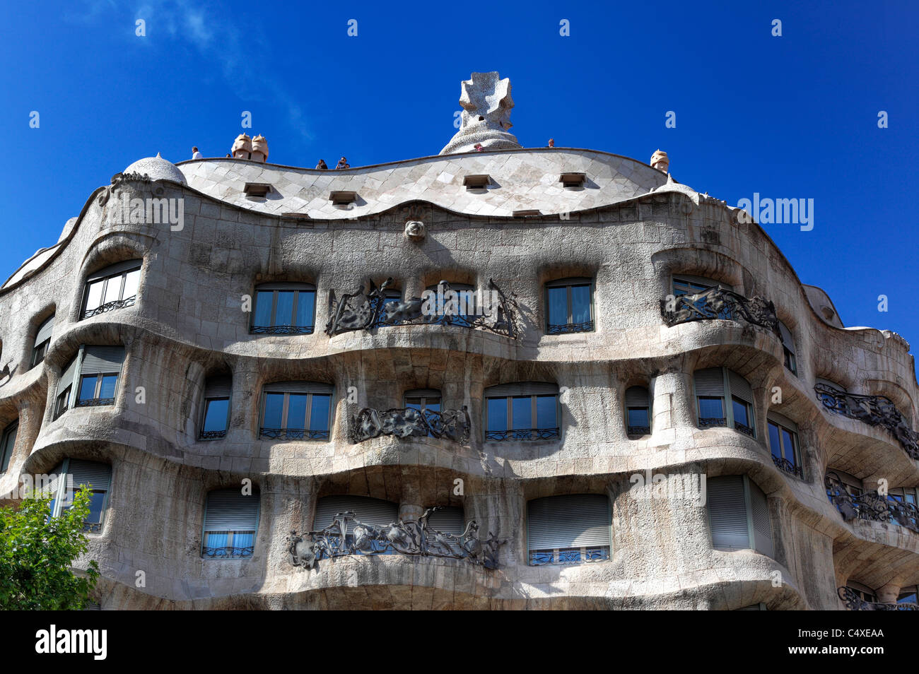 Casa Mila (La Pedrera), Barcelone, Catalogne, Espagne Banque D'Images
