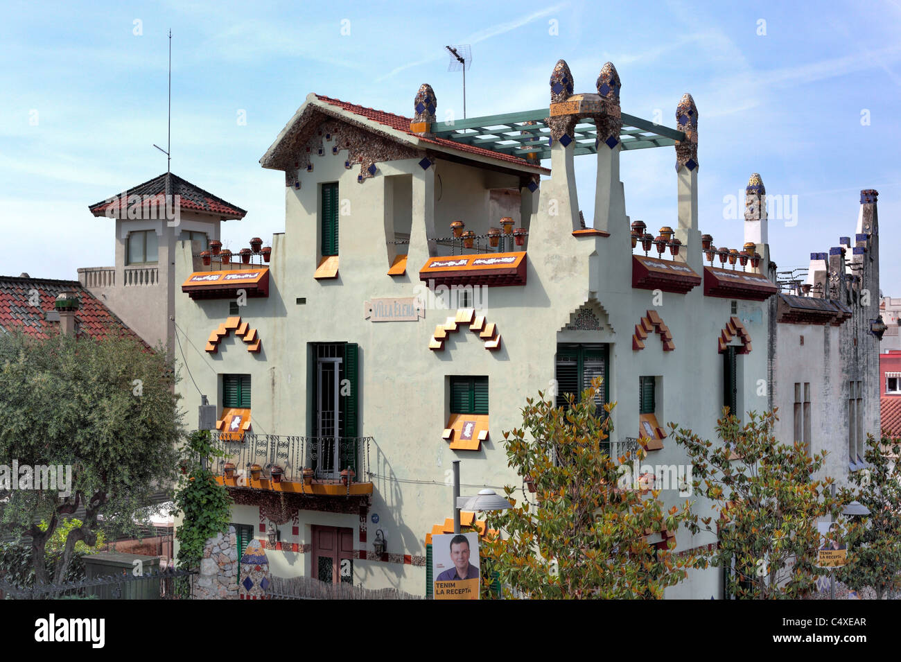 Façade d'un bâtiment de style Art Nouveau, Barcelone, Catalogne, Espagne Banque D'Images