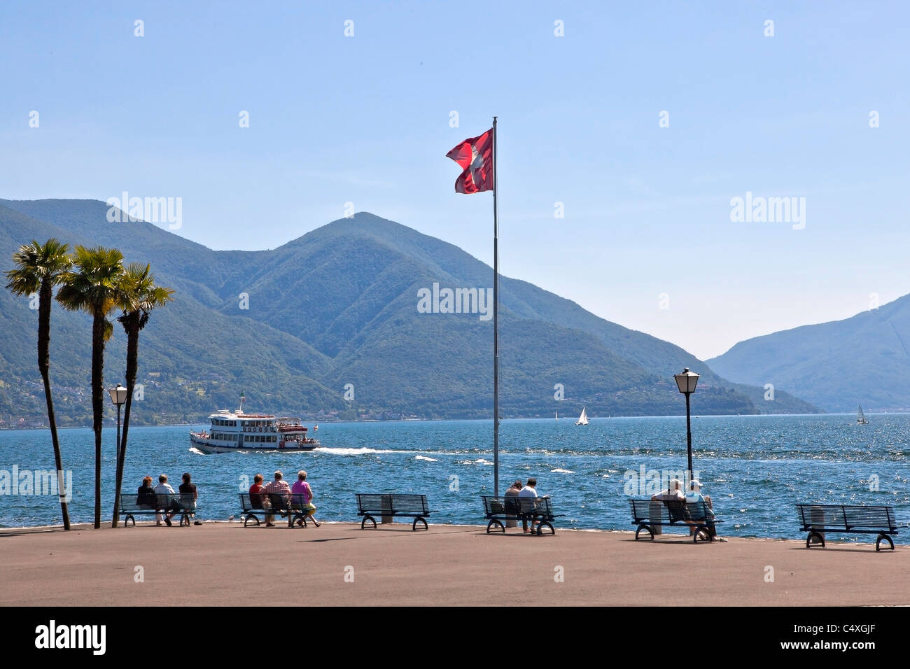 Sur le Lago Maggiore de la promenade à Ascona Banque D'Images