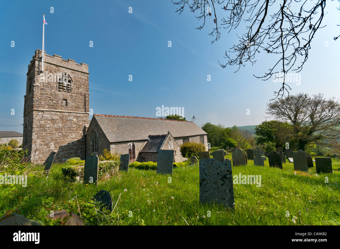 Église paroissiale de Saint Sampson Golant, Cornwall. Banque D'Images