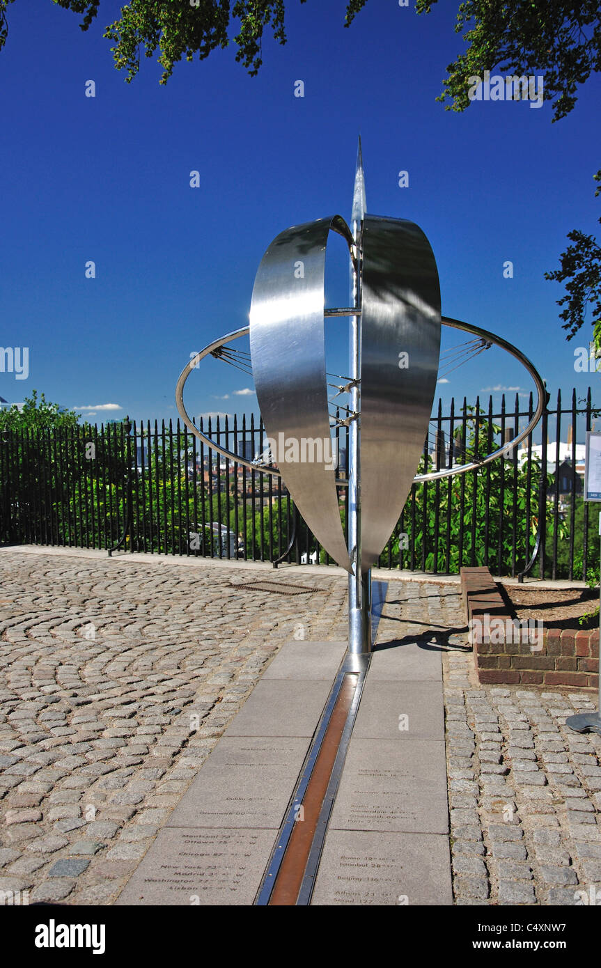 Meridian 0,0,0 ligne à l'Observatoire Royal de Greenwich, London Borough of Greenwich, Greater London, Angleterre, Royaume-Uni Banque D'Images