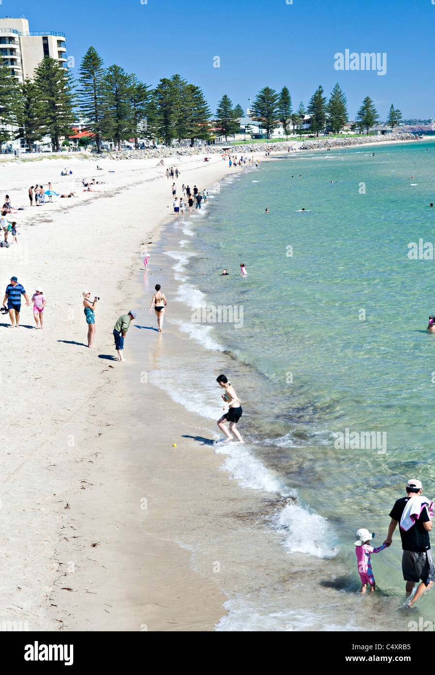 La belle plage de la banlieue de Adelaide Glenelg en Australie du Sud du golfe Saint Vincent SA Banque D'Images