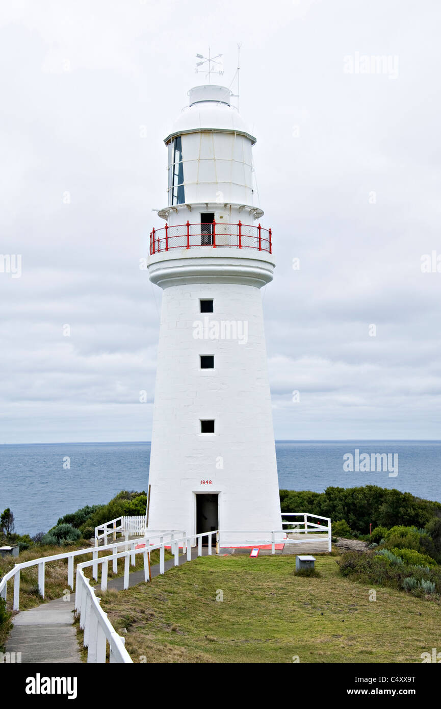 Le phare de Cape Otway Guides Voyage à travers les Mers dangereuses Great Ocean Road Victoria Australie Banque D'Images