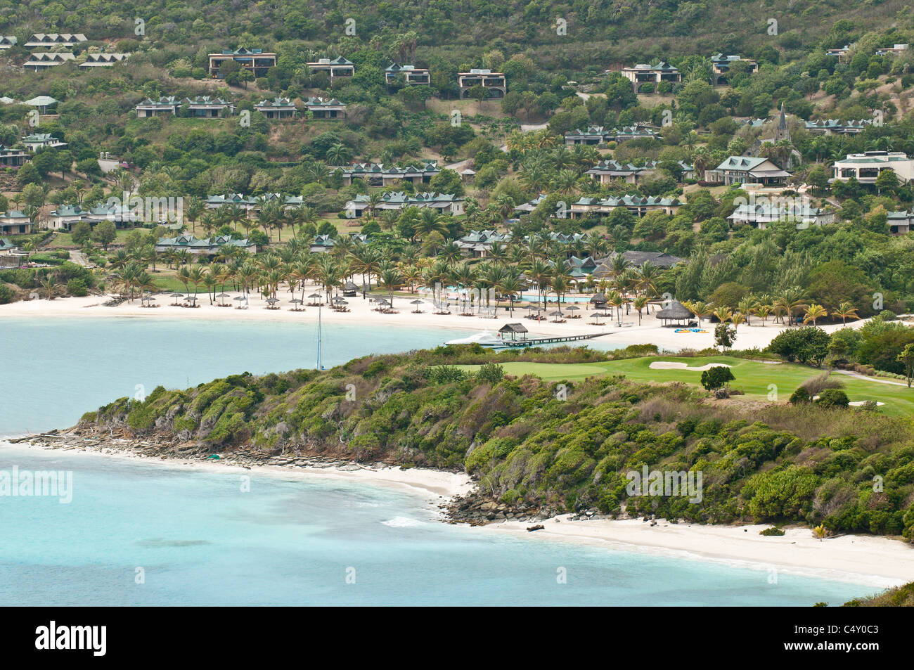 Parcours de golf à Canouan Estate Resort & Villas à Carenage Bay, île de Canouan, Saint-Vincent-et-les Grenadines. Banque D'Images