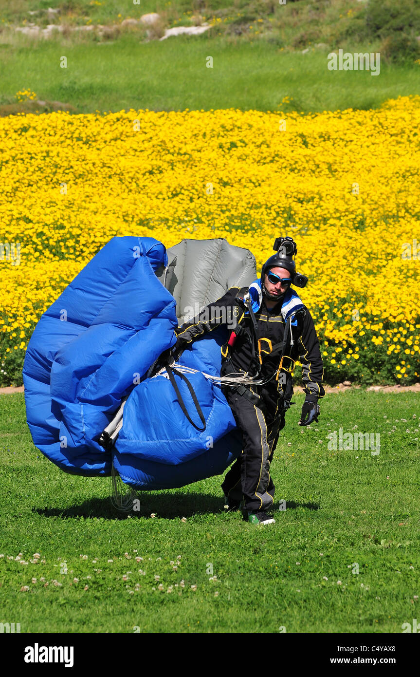 Israël, côte méditerranéenne parachute Banque D'Images