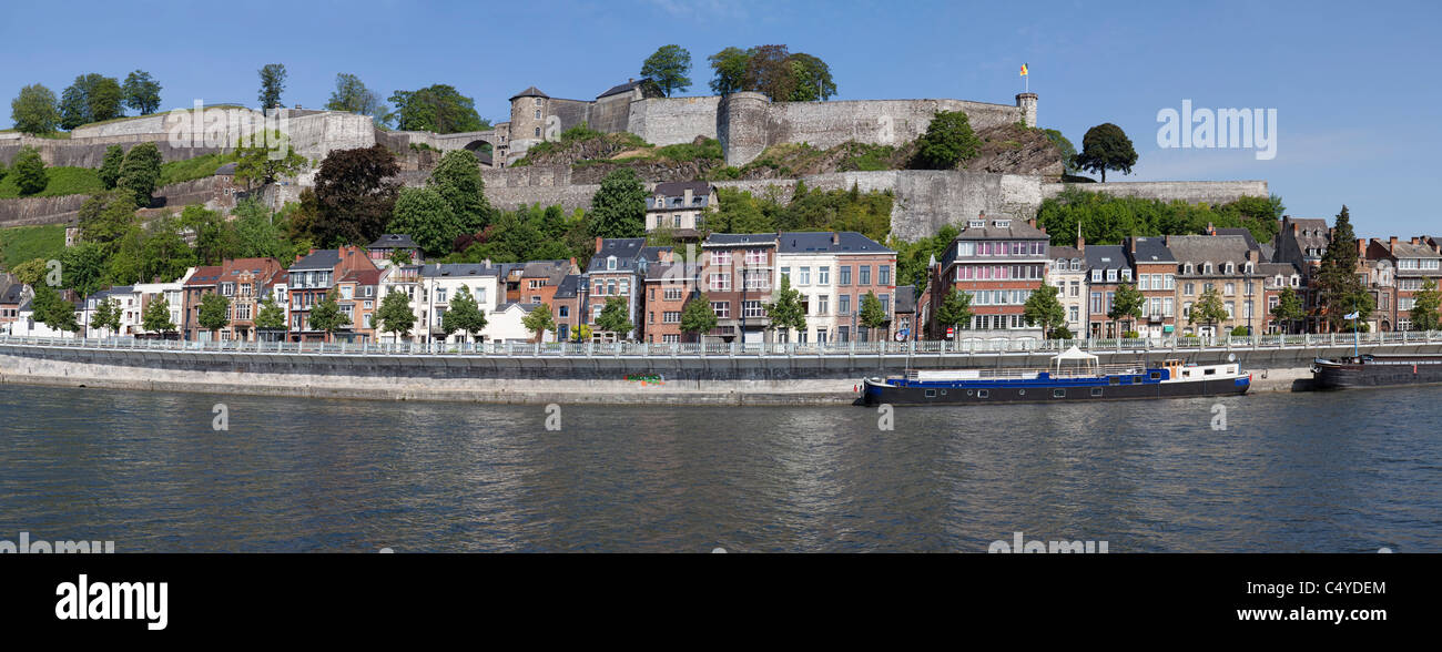 Namur et la Meuse, voir jusqu'à la citadelle, Belgique, Europe Banque D'Images