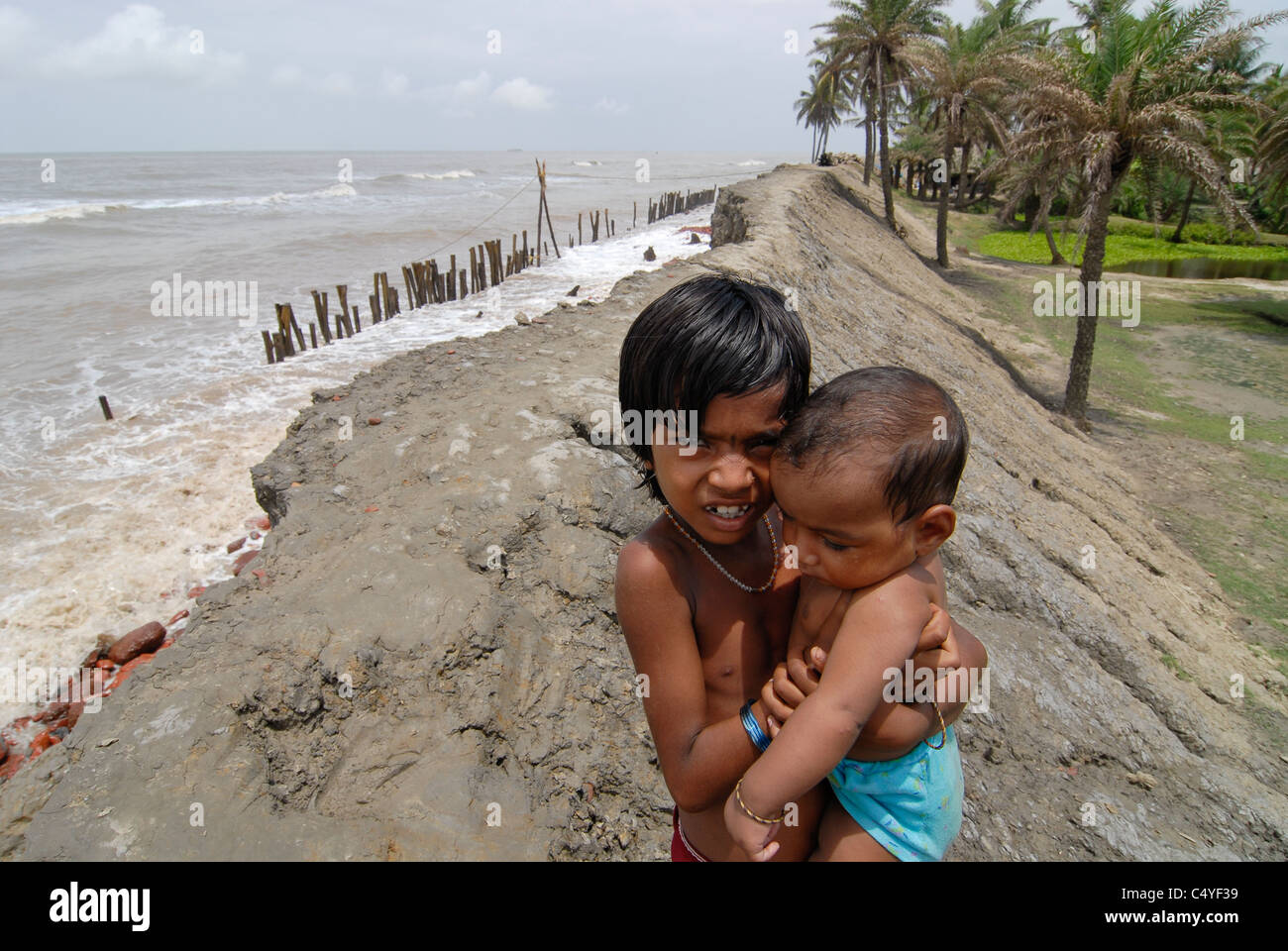 L'Inde à l'île de Sagar , West-Bengal Sundarbans le delta du Gange , l'île de Sagar est affectée par le changement climatique Banque D'Images