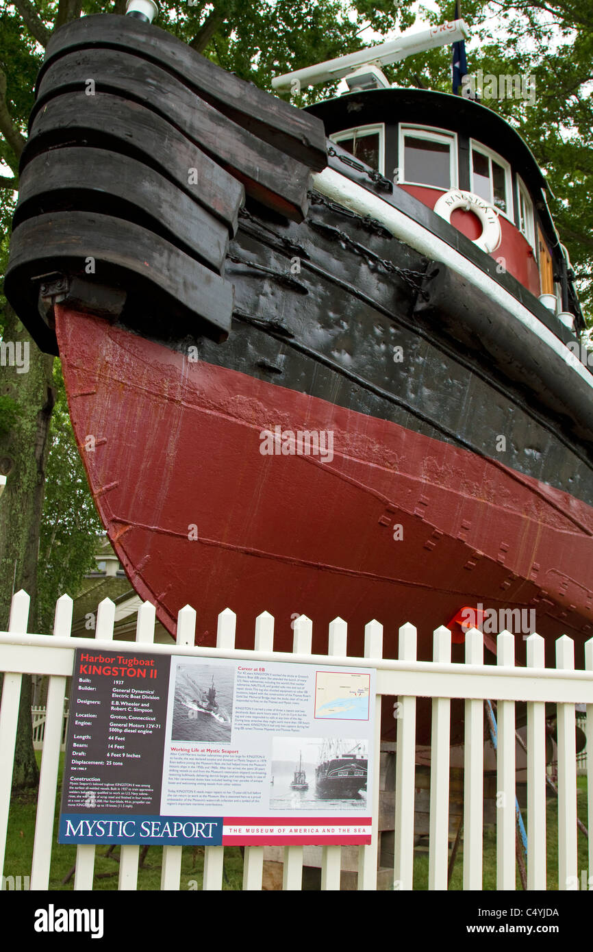 Mystic Seaport, le remorqueur portuaire 'Kingston II' est situé sur l'affichage à Mystic Seaport de Mystic, Connecticut, USA. Banque D'Images