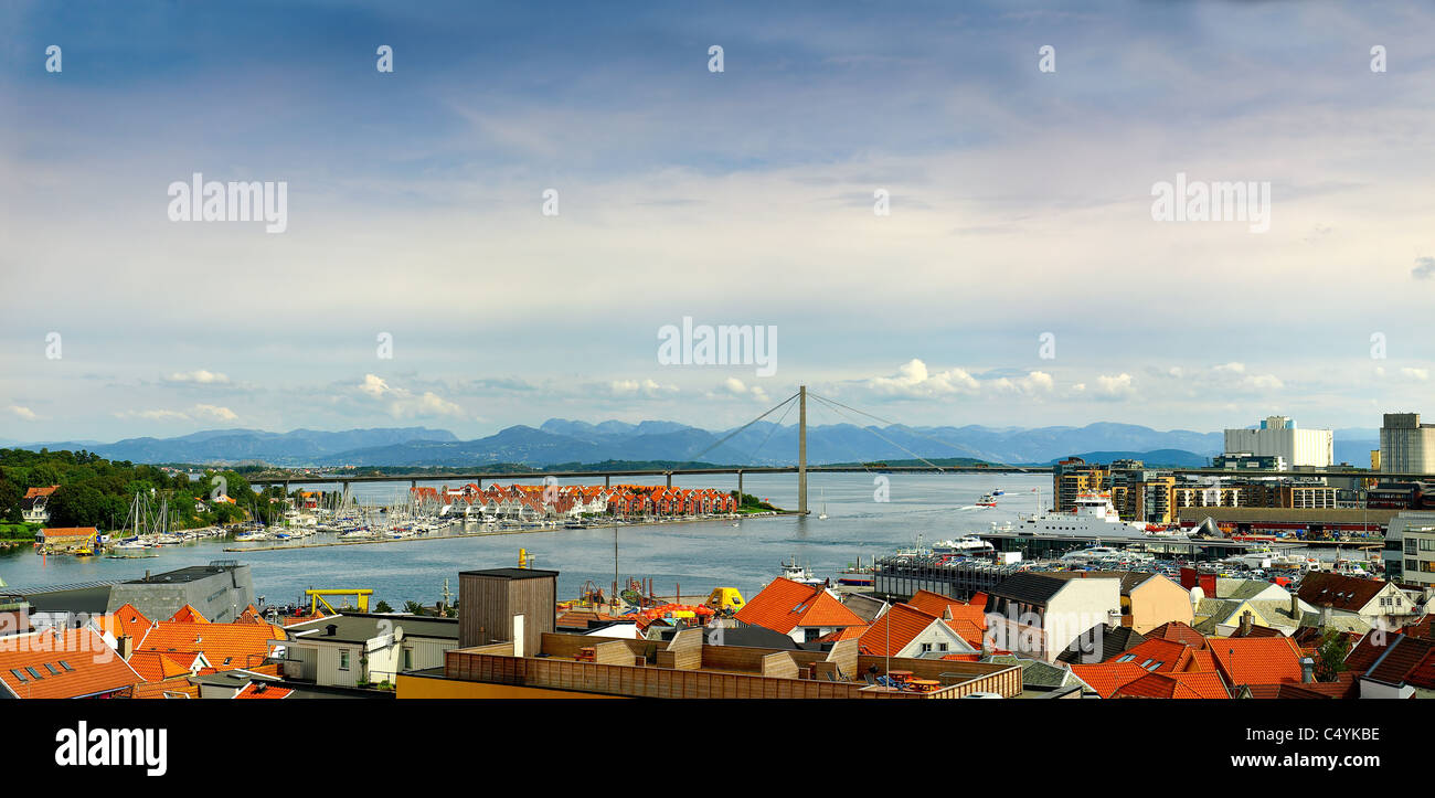 Vue panoramique sur le port de Stavanger, Norvège. Banque D'Images