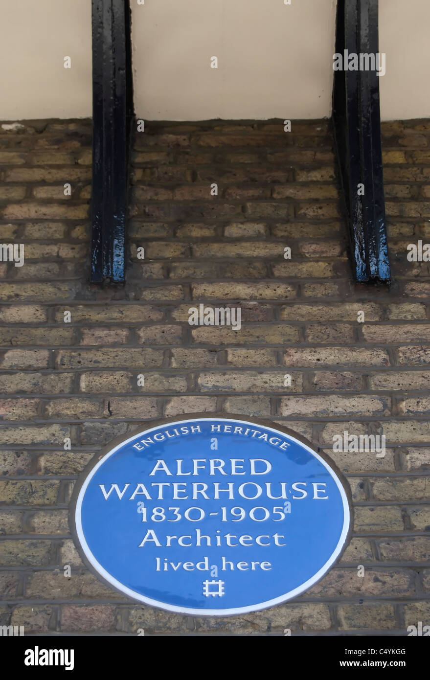 English Heritage blue plaque marquant un accueil de l'architecte Alfred waterhouse, Marylebone, Londres, Angleterre Banque D'Images