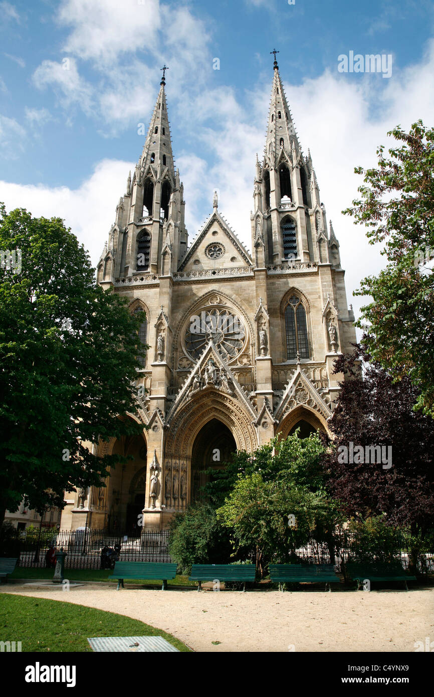 Paris - Façade de l'église gothique Saint Clotilde Banque D'Images