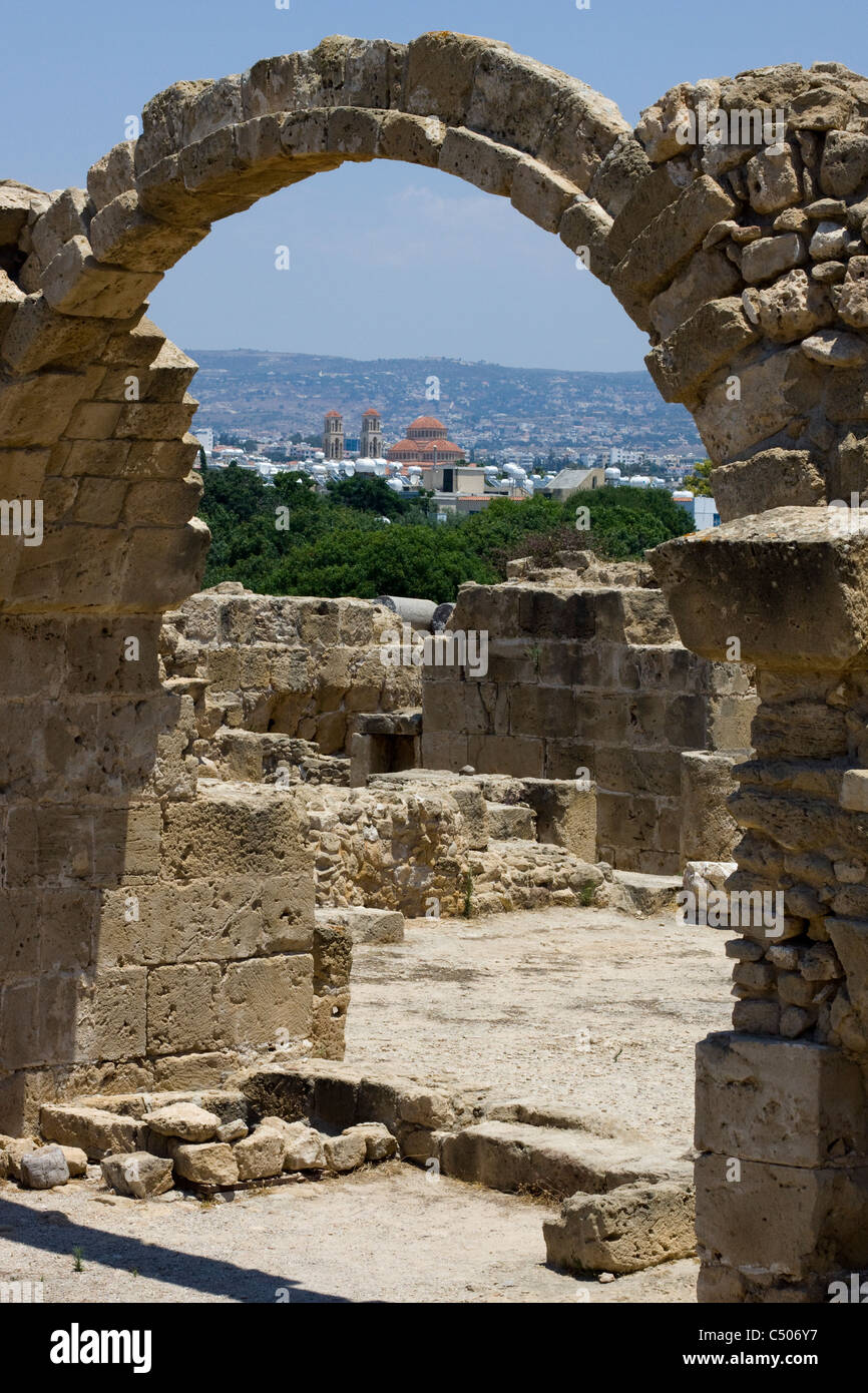 Parc archéologique de Paphos, arch [Ruines de l'église] Chypre Banque D'Images