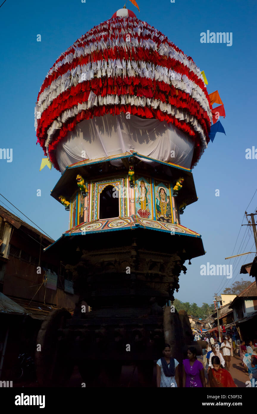 Le temple char au festival de Shivaratri à Gokarna, Karnataka, Inde. Banque D'Images