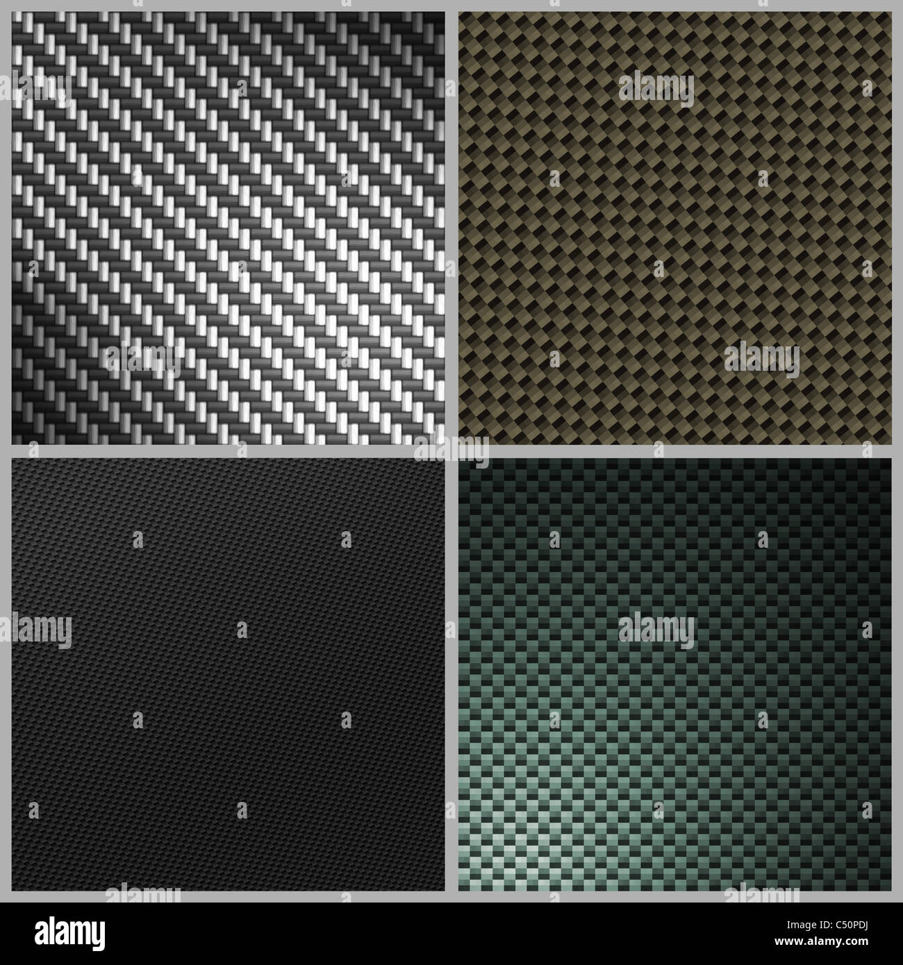 Une collection de quatre différentes textures en fibre de carbone. Les versions pleine grandeur aussi disponible dans mon portefeuille. Banque D'Images