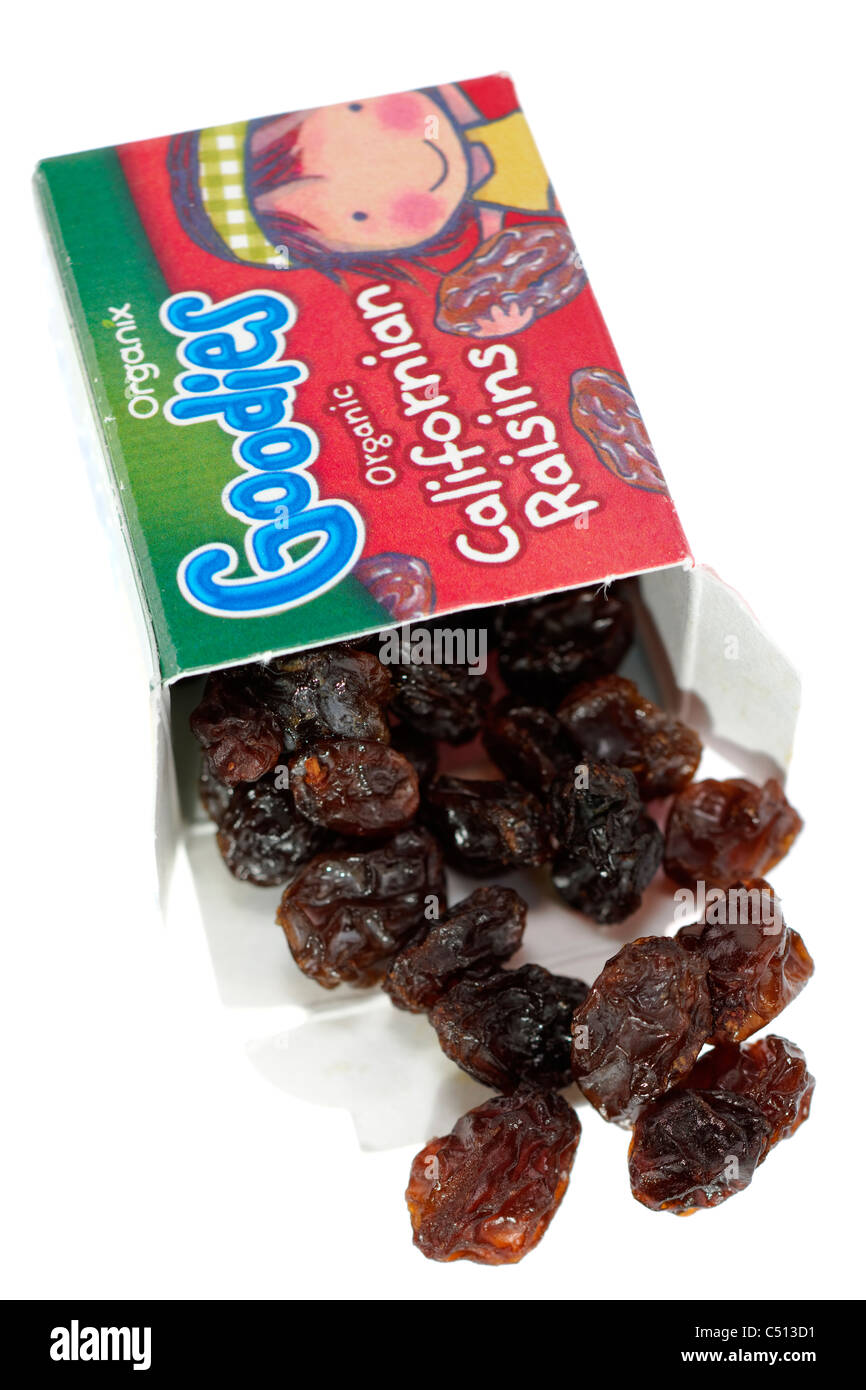 14 grammes Organix en boîte goodies excellent pour les enfants biologiques de goûters sains Raisins californien Banque D'Images
