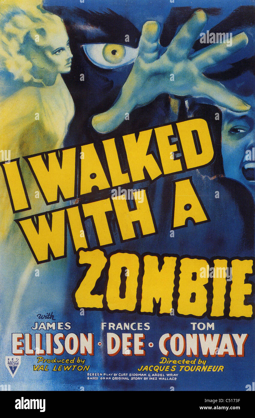 J'ai marché avec un zombie pour l'affiche 1943 RKO film avec James Ellison, Frances Dee, Tom Conway Banque D'Images