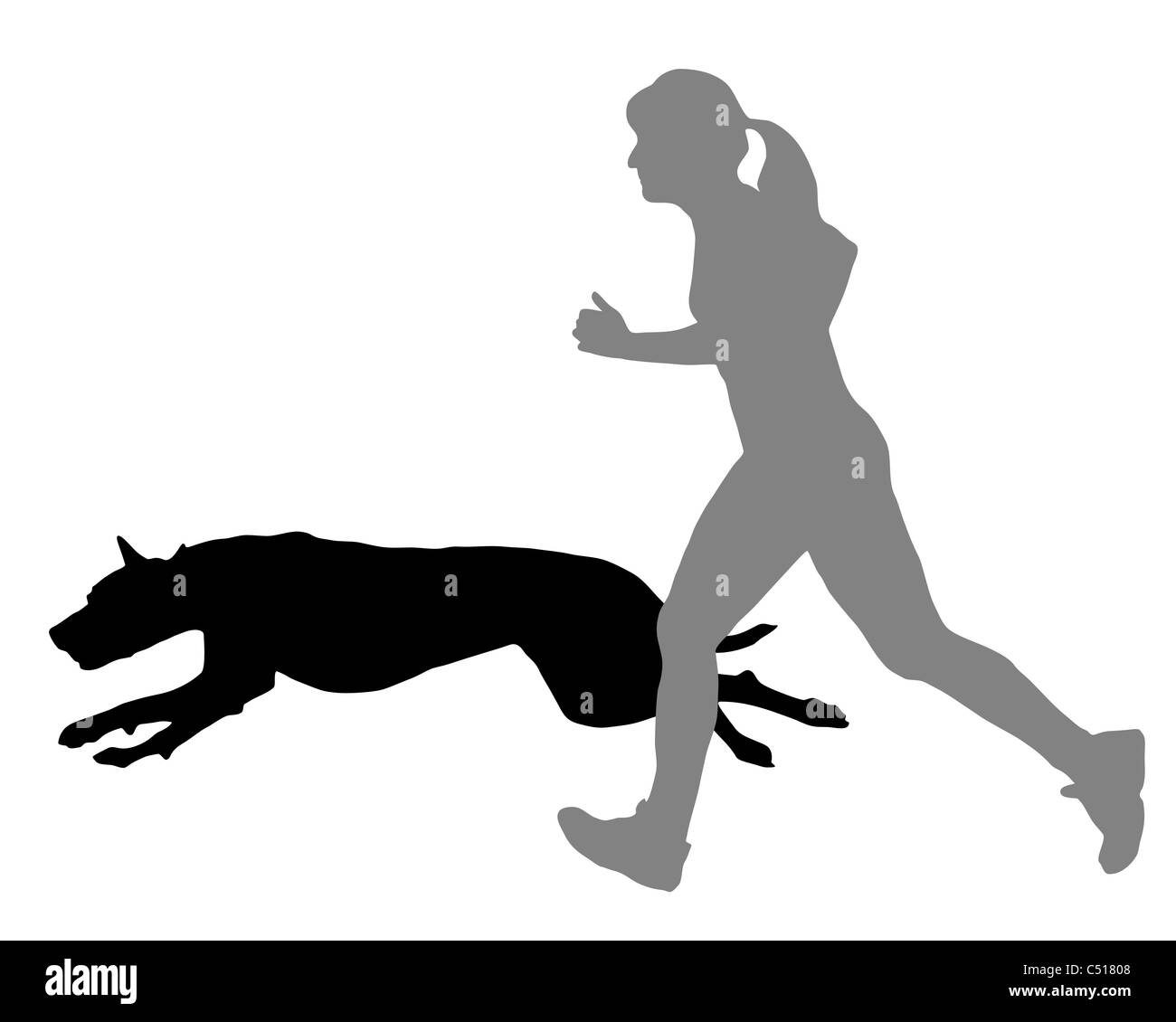 Jogging Femme avec chien Banque D'Images