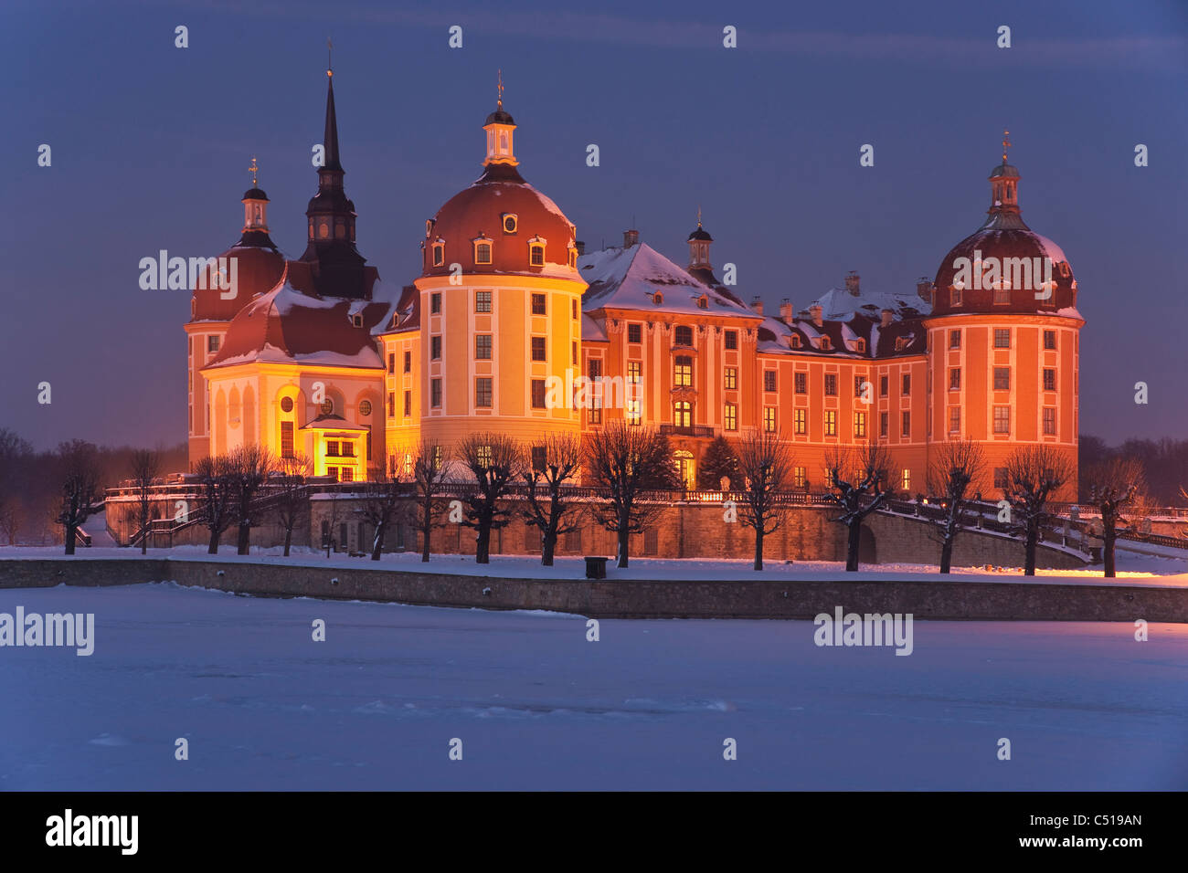 Château de Moritzburg, pavillon de chasse baroque de Saxe Auguste le Fort King près de Dresde, Saxe, Allemagne, Europe Banque D'Images