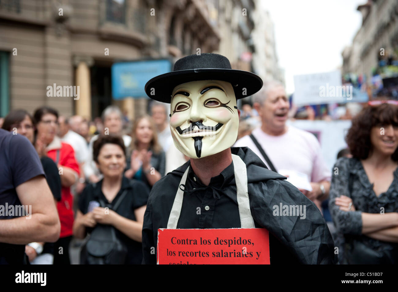 Les gens mars à Barcelone pour protester contre la corruption politique et la situation économique Banque D'Images