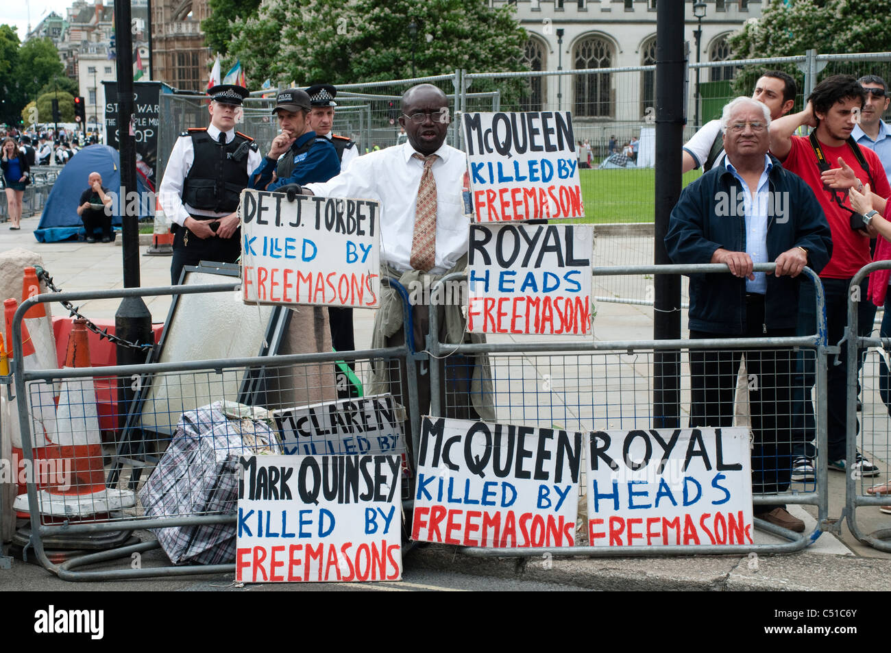 La place du Parlement. McQueen tué par des francs-maçons, London, UK Banque D'Images