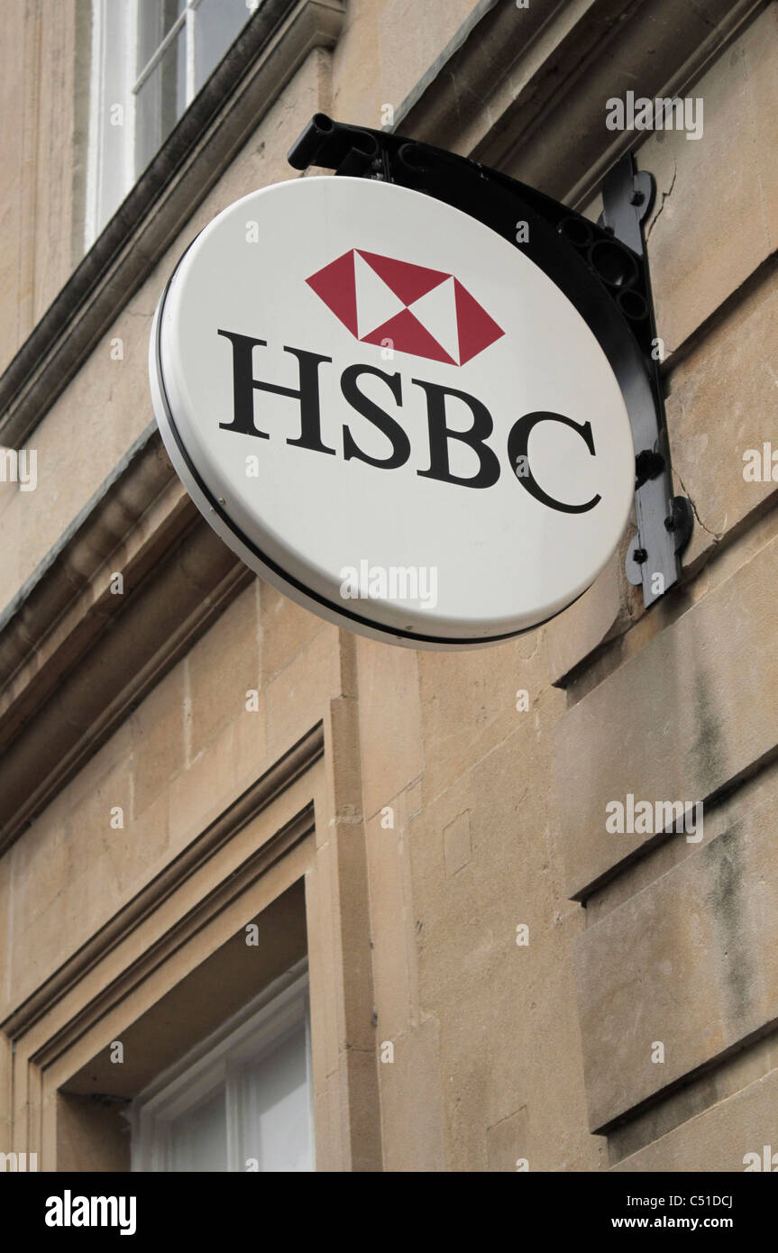 Signe de la HSBC à l'extérieur de Trowbridge, UK Branch Banque D'Images