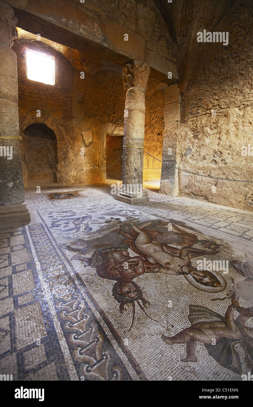 L'Afrique, Tunisie, BULLA REGIA Site Archéologique, vestiges romains, métro Villa romaine, Maison d'Amphitrite Banque D'Images