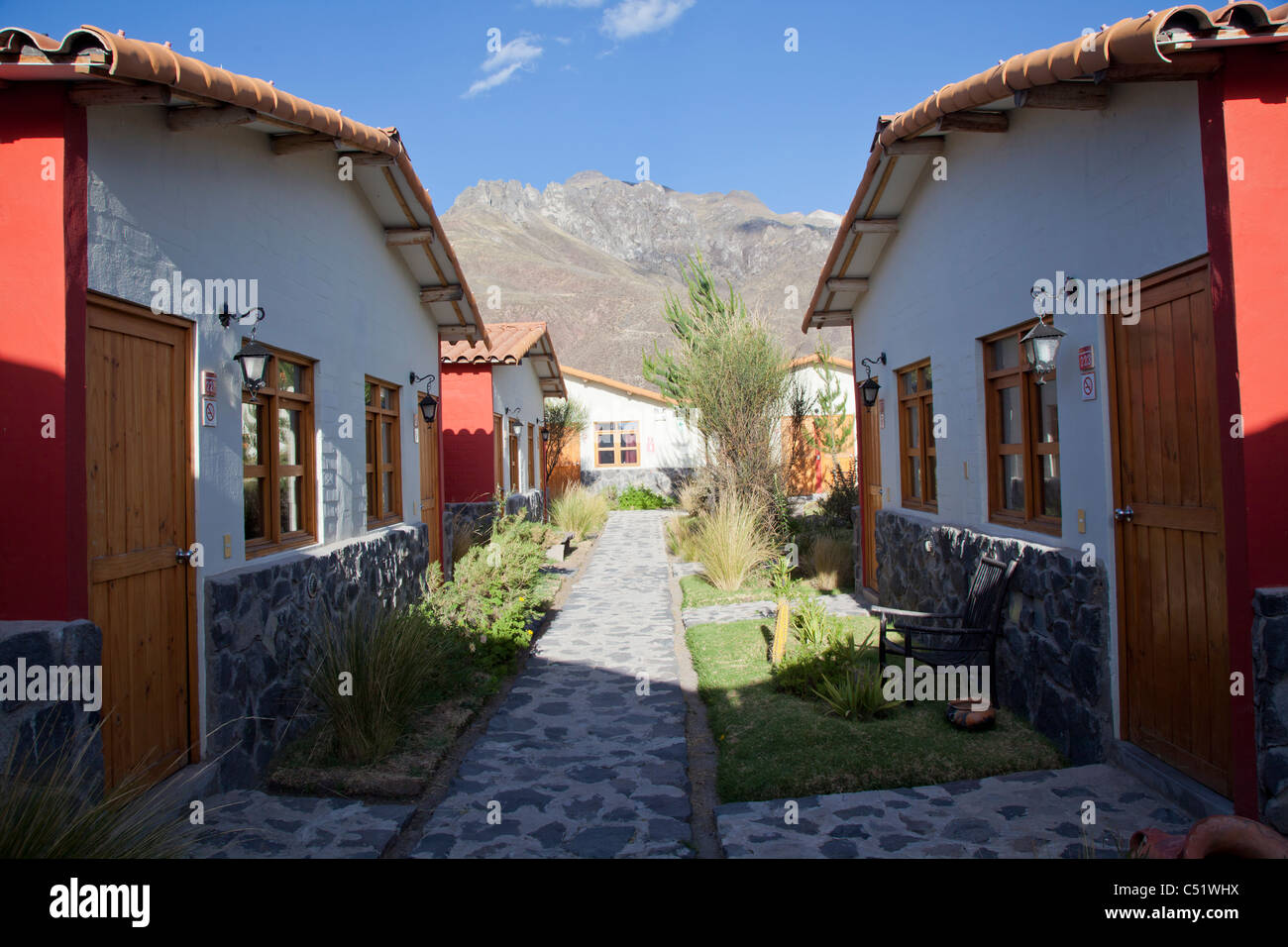Cabines ou chambres de l'hôtel Casa Andina, Chivay, Pérou Banque D'Images