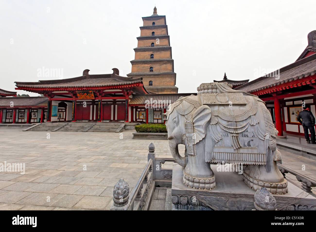 Da Ci'en Temple complexe avec la tour de la Grande Pagode de l'Oie Sauvage, Xian, Shaanxi, Chine Banque D'Images