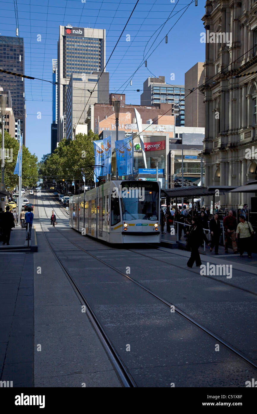 Le tramway électrique de Bourke Street, Melbourne, Victoria Banque D'Images