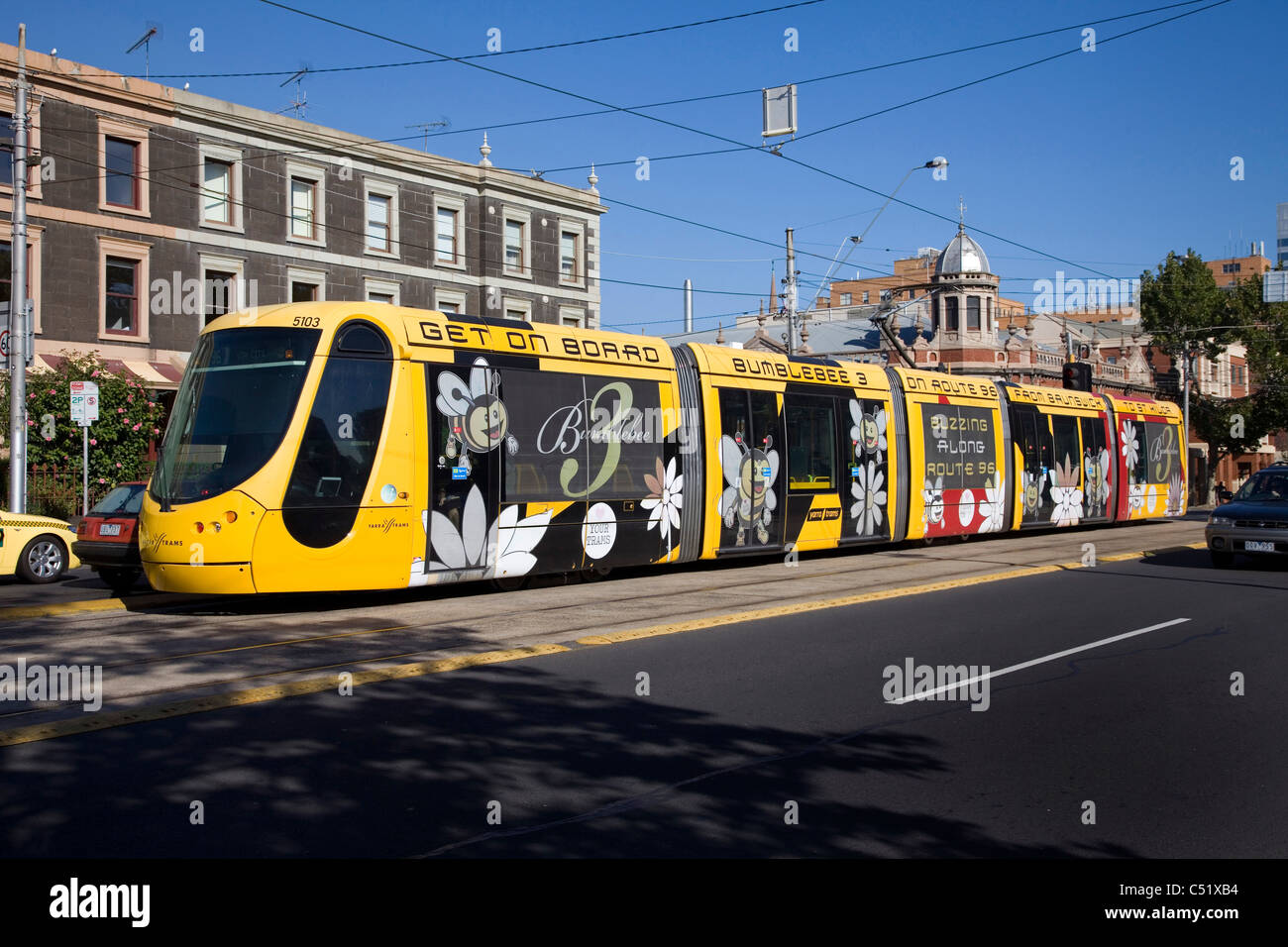 Le tramway électrique sur St Victoria Parade, Melbourne, Victoria Banque D'Images